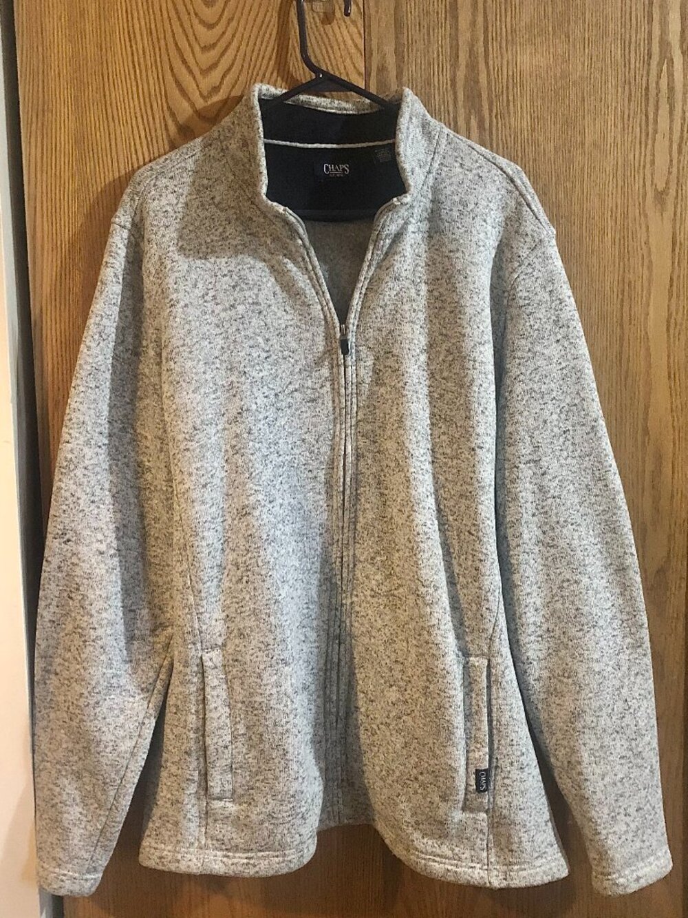 Chaps Men's Size XL Full Zip Fall Fleece Sweater Jacket Gray Knit